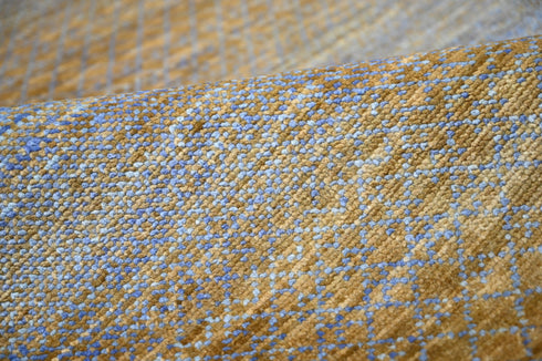 9 X 12 Ft Indoor Area Rug, Hand Knotted Gold and Blue Color Rug, Modern Rug, Contemporary Rug, Abstract Rug, Indian Handmade Rug Home Decor