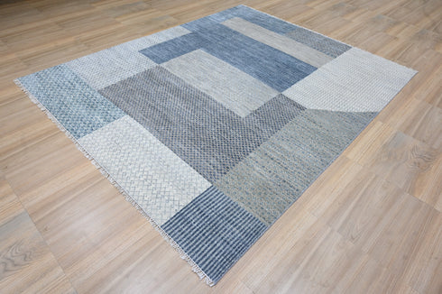 8 X 10 Indian Hand Knotted Abstract Pattern Design Area Rug #WoolRug Home Decor - 100%HandMadeRug