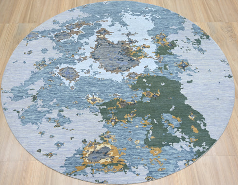 8 X 8 Ft. Handmade Multi Color Round Rug Abstract Design Wool Area Rug