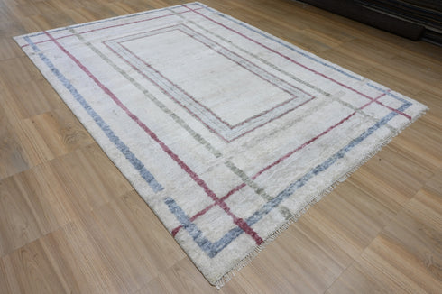 9 X 12 Ft High Pile Beige Color Contemporary Style Indian Rug, Fine Hand Knotted Floor Rug #Home Decor #WoolRug #LivingAreaRug #AbstractRug - 100%HANDMADERUG