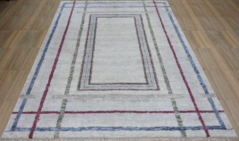 9 X 12 Ft High Pile Beige Color Contemporary Style Indian Rug, Fine Hand Knotted Floor Rug #Home Decor #WoolRug #LivingAreaRug #AbstractRug - 100%HANDMADERUG