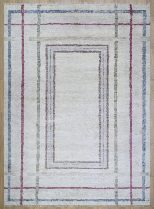 9 X 12 Ft High Pile Beige Color Contemporary Style Indian Rug, Fine Hand Knotted Floor Rug #Home Decor #WoolRug #LivingAreaRug #AbstractRug - 100%HANDMADERUG