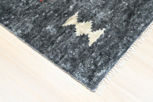 8 X 10 Ft High Pile Charcoal and Grey Contemporary Style Indian Rug, Fine Hand Knotted Floor Rug #Home Decor #WoolRug #LivingAreaRug #AbstractRug - 100%HANDMADERUG