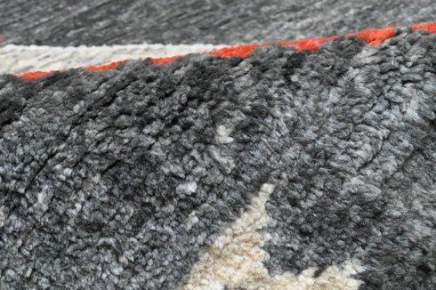 8 X 10 Ft High Pile Charcoal and Grey Contemporary Style Indian Rug, Fine Hand Knotted Floor Rug #Home Decor #WoolRug #LivingAreaRug #AbstractRug - 100%HANDMADERUG