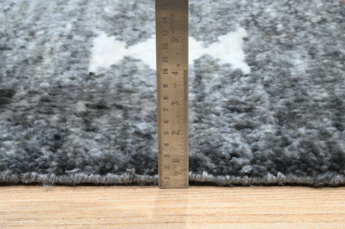 8 X 10 Ft High Pile Charcoal and Grey Contemporary Style Indian Rug, Fine Hand Knotted Floor Rug #Home Decor #WoolRug #LivingAreaRug #AbstractRug - 100%HANDMADERUG