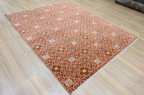 8 x 10 Ft Indian Hand Knotted Abstract Pattern Design Area Rug #WoolRug Home Decor