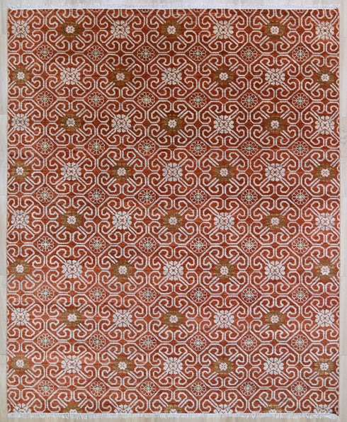 8 x 10 Ft Indian Hand Knotted Abstract Pattern Design Area Rug #WoolRug Home Decor