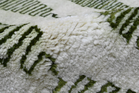 8 X 10 Ft High Pile Contemporary Style Green and Beige Color Indian Rug, Fine Hand Knotted Floor Rug #Home Decor #WoolRug #LivingAreaRug #AbstractRug - 100%HANDMADERUG