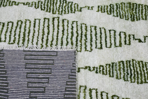 8 X 10 Ft High Pile Contemporary Style Green and Beige Color Indian Rug, Fine Hand Knotted Floor Rug #Home Decor #WoolRug #LivingAreaRug #AbstractRug - 100%HANDMADERUG