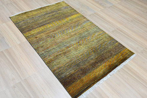 4 X 6 Ft Indian Hand Knotted Area Rug, Contemporary Design Rug, 4 X 6 Abstract Design Rug, Indian Rug - Indian Art Home Decor