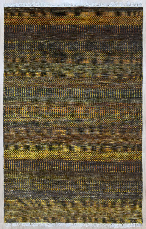 4 X 6 Ft Indian Hand Knotted Area Rug, Contemporary Design Rug, 4 X 6 Abstract Design Rug, Indian Rug - Indian Art Home Decor