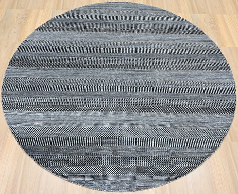 8 X 8 Ft. Handmade Charcoal Color Round Rug Grass Design Wool Area Rug