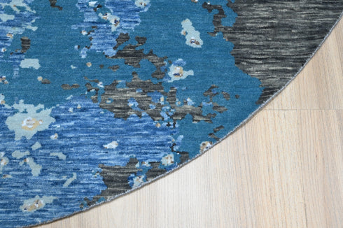 8 X 8 Ft. Handmade Multi Color Round Rug Abstract Design Wool Area Rug