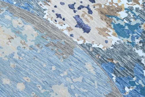 8 X 8 Ft. Handmade Multi Color Round Rug Abstract Design Wool Area Rug