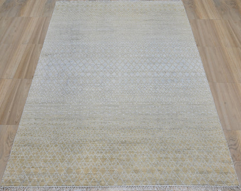 6 X 9 Ft Handmade Rug, Hand Knotted Floor Area Rug, Abstract Rug, Contemporary Design Rug, Indoor Bedroom Rug Home Decor
