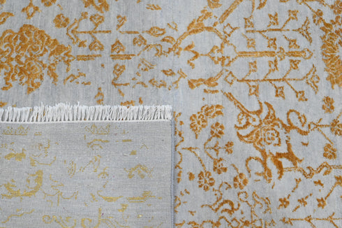 6x9 Light Grey and Gold with High and Low Design Traditional Oriental Area Rug