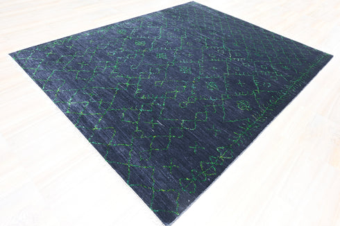 9 X 12 Ft Indoor Area Rug, Abstract Design Rug, Indian Hand Knotted Rug, Oriental Rug, Living Floor Rug Home Decor