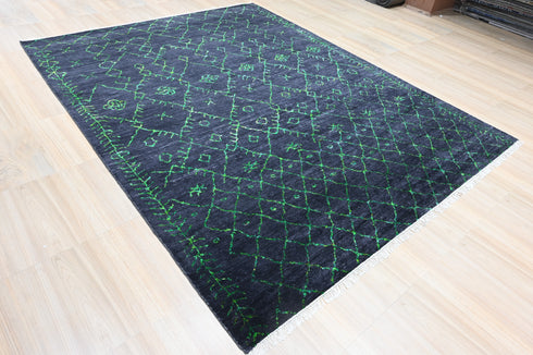 9 X 12 Ft Indoor Area Rug, Abstract Design Rug, Indian Hand Knotted Rug, Oriental Rug, Living Floor Rug Home Decor