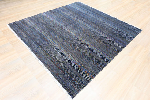 9 X 9 Square Hand Knotted Black and Multi Indoor Contemporary Area Rug Home Decor #100%HANDMADERUG #LOOMTOROOMRUG