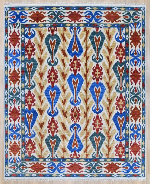 8 X 10 Ft Indian Hand Knotted Multi Color Abstract Pattern Design Area Rug #WoolRug Home Decor