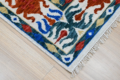 8 X 10 Ft Indian Hand Knotted Multi Color Abstract Pattern Design Area Rug #WoolRug Home Decor