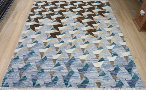 8 X 10 Indian Hand Knotted Multi Color Abstract Pattern Design Area Rug #WoolRug Home Decor