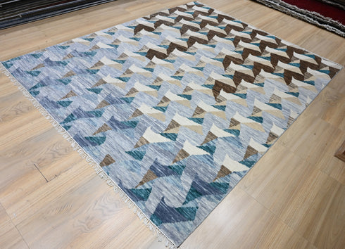 8 X 10 Indian Hand Knotted Multi Color Abstract Pattern Design Area Rug #WoolRug Home Decor