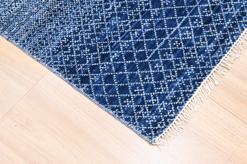 4 X 6 Ft Indian Hand Knotted Blue and Beige Contemporary Indoor Floor Area Rug #WoolRug #IndoorRug #LivingRoomRug #LoomtoRoom