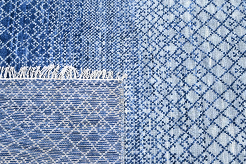 4 X 6 Ft Indian Hand Knotted Blue and Beige Contemporary Indoor Floor Area Rug #WoolRug #IndoorRug #LivingRoomRug #LoomtoRoom