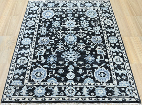 6 X 9 Ft Indian Hand Knotted Charcoal Color Contemporary Oushak Area Rug Home Decor