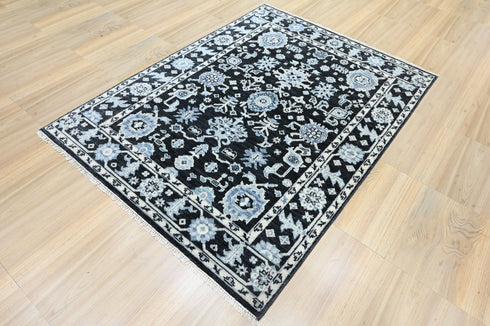6 X 9 Ft Indian Hand Knotted Charcoal Color Contemporary Oushak Area Rug Home Decor