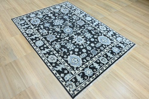 6 X 9 Ft Indian Hand Knotted Charcoal Color Contemporary Oushak Area Rug Home Decor