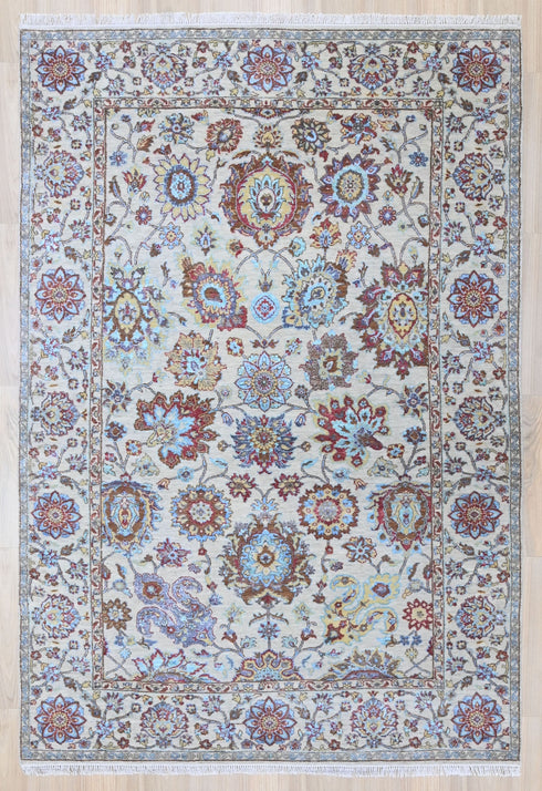 6 X 9 Ft Hand Knotted Multi Color Area Rug, Contemporary Design Rug, 6 X 9 Abstract Design Rug, Indian Rug - Indian Art Home Decor