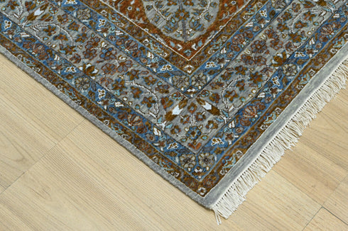 8 X 10 Ft Wool Area Rug, Brown and Grey Color Hand Knot Rug, Indoor Floor Covering Rug, Contemporary Rug, Indian Handmade Carpet Home Decor