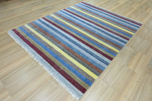 8 X 10 Feet Multi Color Wool Area Rug, Hand Knot Rug, Indoor Floor Covering Rug, Contemporary Rug, Indian Handmade Carpet Home Decor