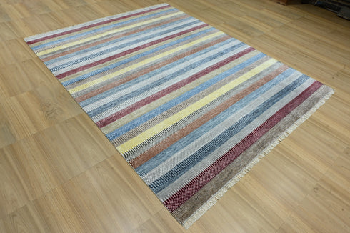 8 X 10 Feet Multi Color Wool Area Rug, Hand Knot Rug, Indoor Floor Covering Rug, Contemporary Rug, Indian Handmade Carpet Home Decor