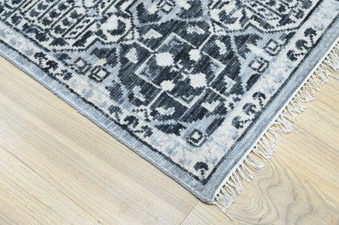 9 X 12 Ft Indoor Area Rug, Mamluks Design Rug Charcoal & Grey Color, Indian Hand Knotted Rug, Oriental Rug, Living Floor Rug Home Decor