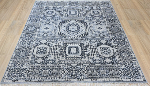 8 X 10 Ft Soft Colors Hand Woven Char & Beige Area Rug Mamluks Indoor Area Rug