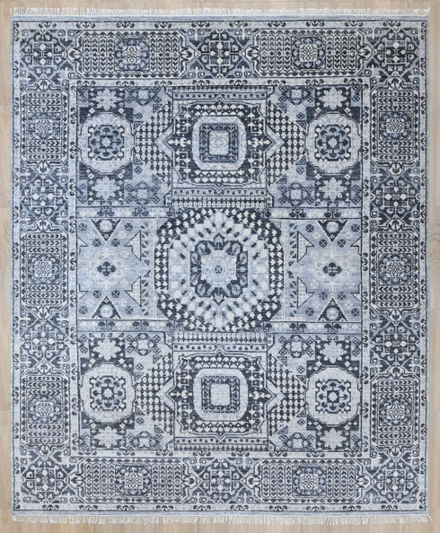 8 X 10 Ft Soft Colors Hand Woven Char & Beige Area Rug Mamluks Indoor Area Rug