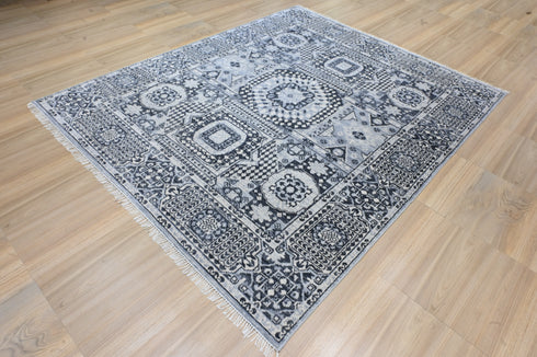 8 X 10 Ft Soft Colors Hand Woven Char & Beige Area Rug Mamluks Indoor Area Rug
