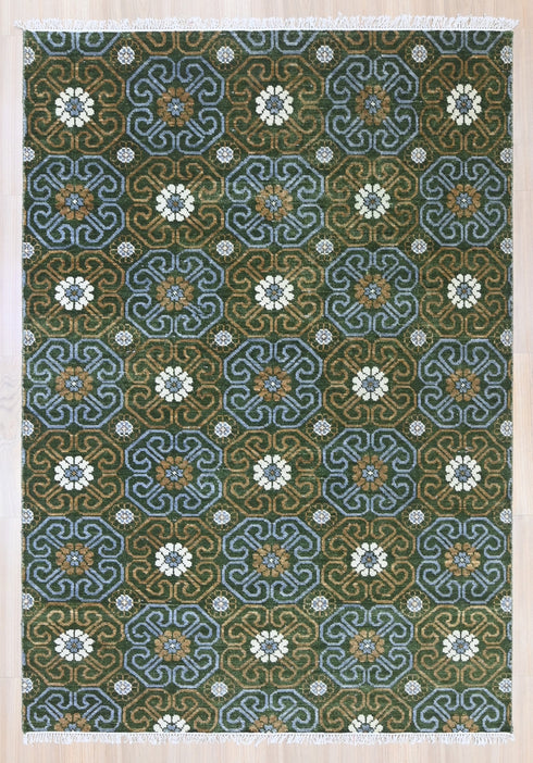 6 X 9 Ft Flower Design Indian Hand Knotted Contemporary Area Rug Home Decor #100%HandMadeRug #OrientalRug #IndoorRoomRug