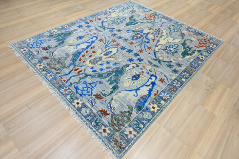 8 X 10 Feet Wool Area Rug, Hand Knot Oushak Rug, Indoor Floor Covering Rug, Contemporary Rug, Indian Handmade Carpet Home Decor