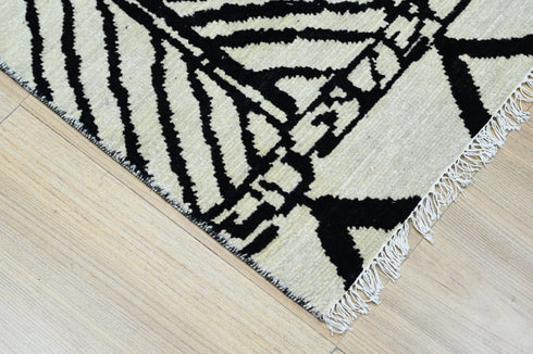 8 X 10 Ft Charcoal and Beige Color Rug Indian Hand Knotted Abstract Pattern Design Area Rug #WoolRug Home Decor