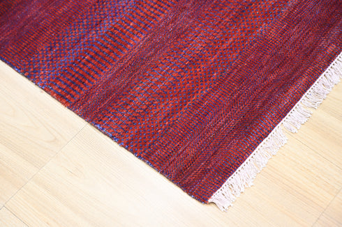 Deep Burgundy Textured 6x9 ft Area Rug - Modern Hand-Knotted Luxury Living Room Carpet