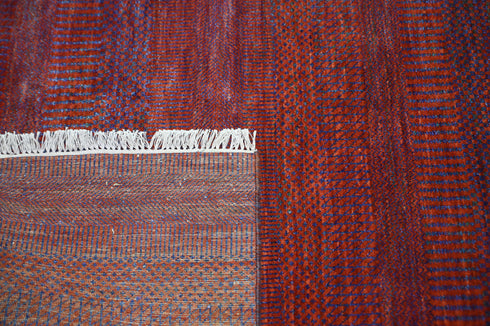 Deep Burgundy Textured 6x9 ft Area Rug - Modern Hand-Knotted Luxury Living Room Carpet