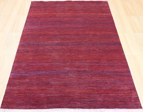 Deep Burgundy Textured 6x9 ft Area Rug - Modern Hand-Knotted Luxury Living Room Carpet