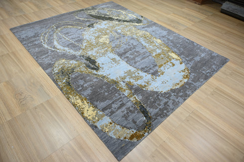 8 X 10 ft Area Rug, Abstract Design Rug, Indian Hand Knotted Rug, Oriental Rug, Home & Living Floor Rug Home Decor