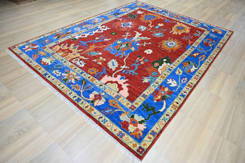 9 X 12 Ft Indoor Area Rug, Abstract Design Rug, Indian Hand Knotted Oushak Rug, Oriental Rug, Living Floor Rug Home Decor