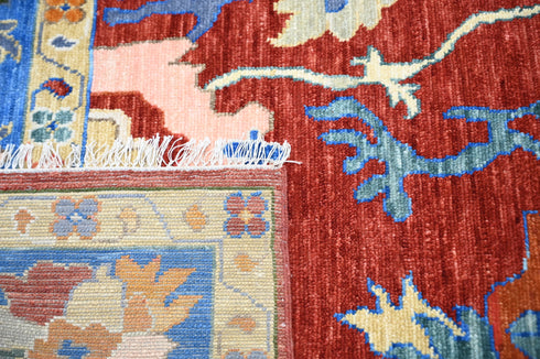 9 X 12 Ft Indoor Area Rug, Abstract Design Rug, Indian Hand Knotted Oushak Rug, Oriental Rug, Living Floor Rug Home Decor