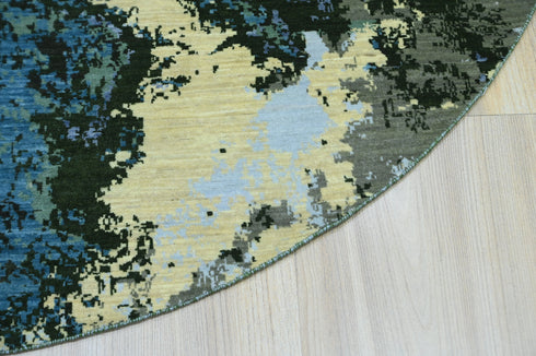 8 X 8 Ft. Handmade Multi Color Round Rug Abstract Design Wool Area Rug